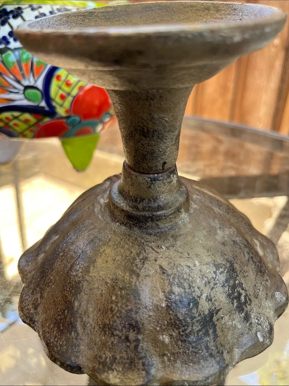 Vintage Heavy Cast Iron Shell Pedestal Dish- Trinket/Soap Dish- Antique Patina